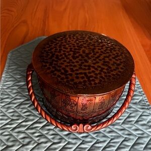 Vintage Copper Decorative Tin with Handle